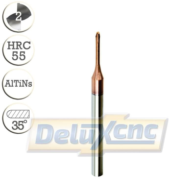 Dlouhokrká kulová fréza 0.9 mm AlTiNs