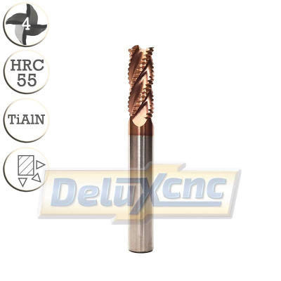 Vierschneidiger Hartmetall-Schruppfräser TiAlN 8/20 mm