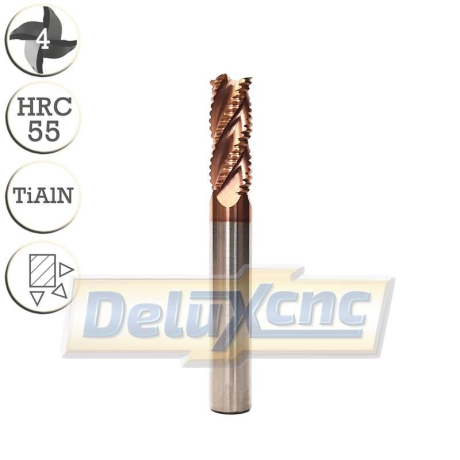 Vierschneidiger Hartmetall-Schruppfräser TiAlN 8/20 mm